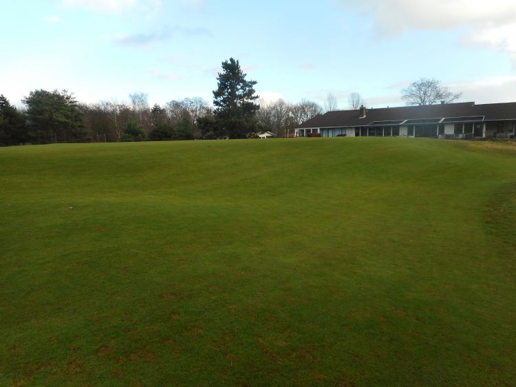 De kortgemaaide surround van hole 9 De kortgemaaide surround van hole 9