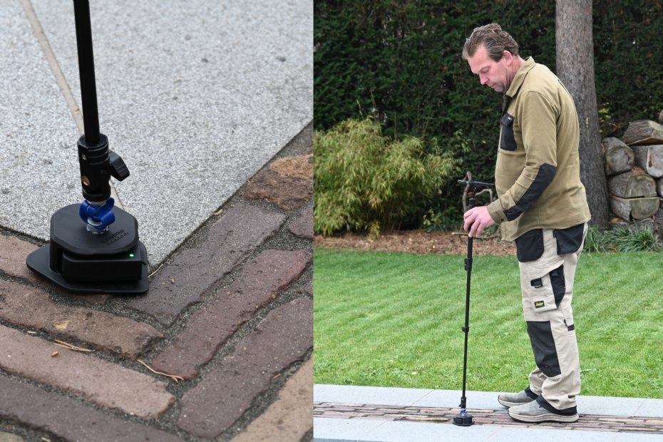 Hovenier Roy Peulen aan de slag met de Moasure2